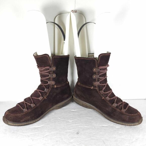 Timberland Women's Reykir Ghillie US 8M Brown Suede Sherpa Lined Winter Boots - Picture 5 of 16